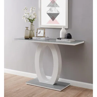 The Range Giovani Modern Grey White Halo High Gloss Glass Console Table - White