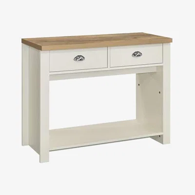 The Range Highgate 2 Drawer Console Table - Cream and Oak