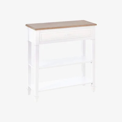 The Range Sacoso Retro Console Table, White Frame and Natural Wood Top, Drawer and Dual Shelves