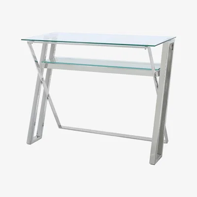 The Range Dylan Stainless Steel and Glass Console Table - Silver