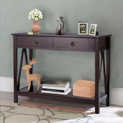The Range Indusrial Narrow Console Table With 2 Drawers - Brown