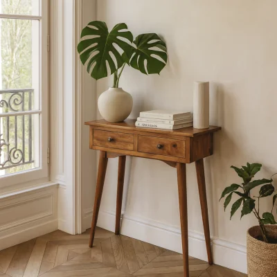 The Range Parma Mini Mango Wood Hallway Console Table 2 Drawers - Brown