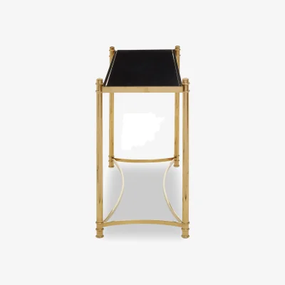 The Range Ackley Gold Console Table with Black Glass - Gold