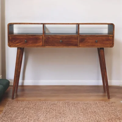 The Range Triple Curved Chestnut Console Table