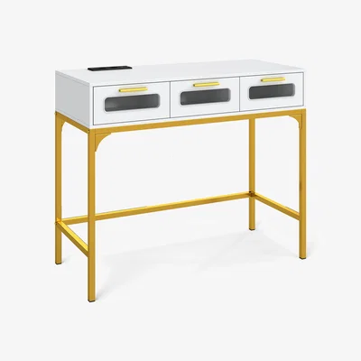 The Range 90 CM Long Entryway Table with Outlets and USB Ports - White
