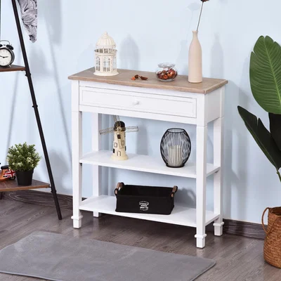 The Range Console Table Hallway Side Desk - White and Oak
