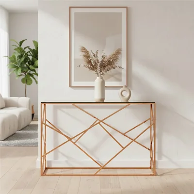 The Range Allure Rose Gold Geometric Console Table - Gold