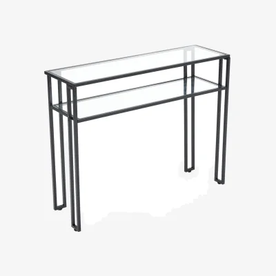 The Range Lifeideas 2 Tier Tempered Glass Console Table - Black