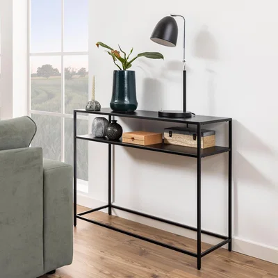 The Range Newton Black Metal Open Shelf Console Table - Black