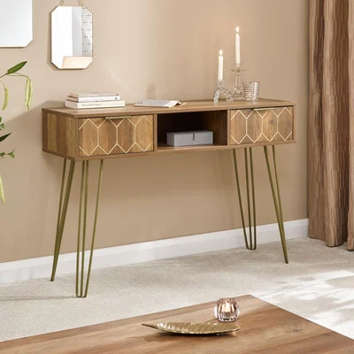 The Range Orleans 2 Drawer Console Desk - Brown