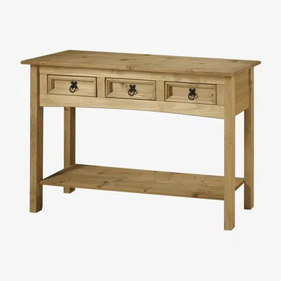 The Range Corona 3 Drawer Console Table with Shelf - Antique Wax
