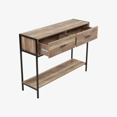 The Range Rustic Console Table with Drawers - Brown