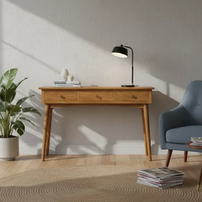 The Range Solid Wood Large 3 Drawer Console - Natural Wood