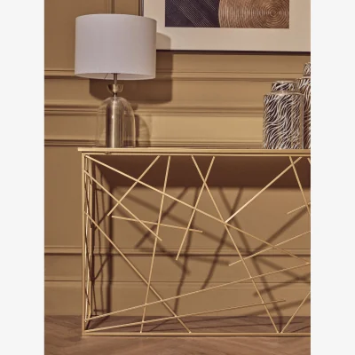 The Range Farran Gold Finish Console Table With Mirror Top - Gold