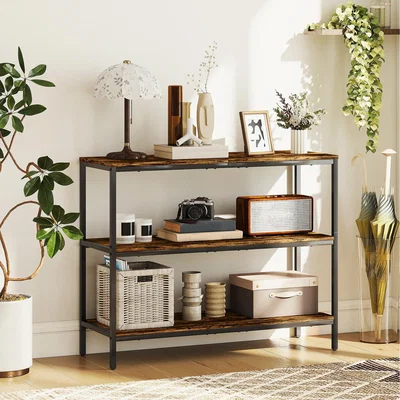 The Range HOMCOM Industrial Console Table with Tier Storage Shelves Rustic - Rustic Brown, Black