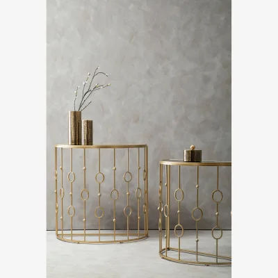 The Range Faiza Set of 2 Art Deco Console Tables - Gold