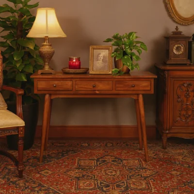 The Range Saint Paul de Vence 3 Drawer Chestnut Console Table Mango Wood - Brown