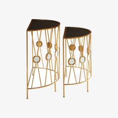 The Range Faiza Set Of 2 Cross Design Console Tables - Gold
