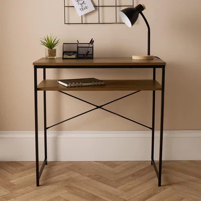 The Range Wooden Home Office Workstation Shelf Desk Console Table - Brown