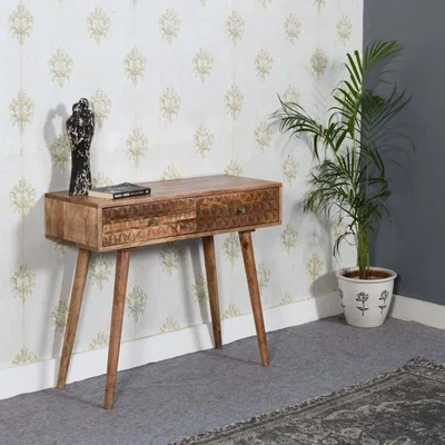 The Range Marlow light Light Mango Wood Console Table with 2 Drawers - Brown