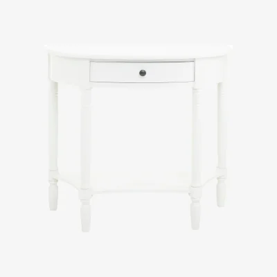 The Range Heritage Semi Circle One Drawer White Console Table - White