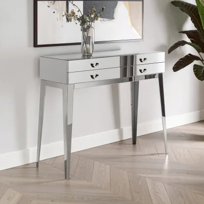 The Range Lure Stainless Steel 4 Drawers Console Table - Silver