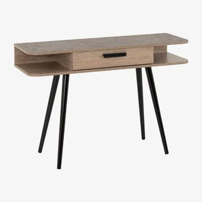 The Range Saxton 1 Drawer Console Table - Medium Oak and Concrete Effect