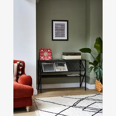 Rose & Grey Black Glass Top Console Table