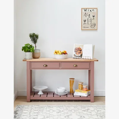 Rose & Grey Dusky Pink Oak Console Table with Drawers