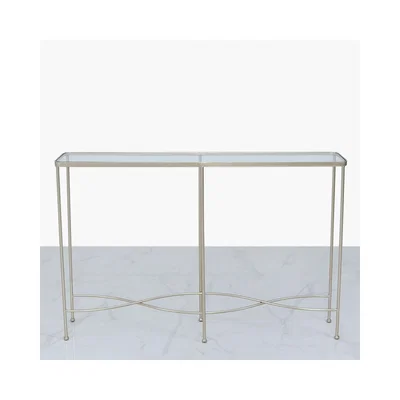 Teddy Beau Deco Home Champagne Wave Metal And Glass Console Table Hallway Table