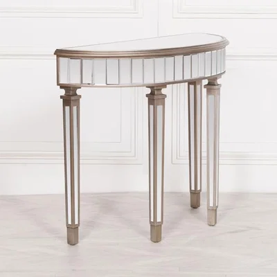 Teddy Beau Maison Reproductions Champagne Half Moon Hall Console Table
