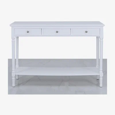 Teddy Beau Deco Home Arabella White Wood Large 3 Drawer Console Table Hallway Table
