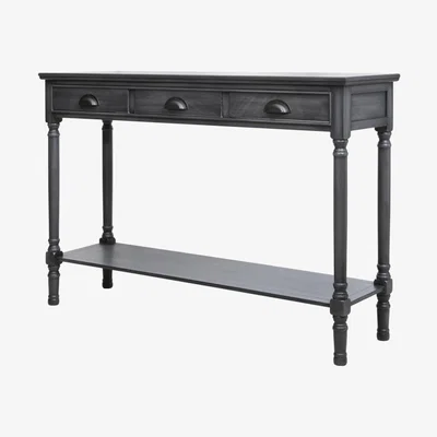 Teddy Beau Deco Home Darby Large 3 Drawer Console Table Grey - Cup Handle
