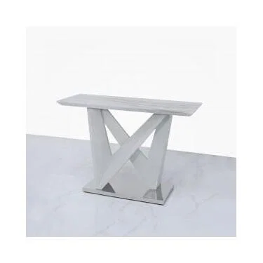 Teddy Beau Deco Home Blanche Marble Effect Console Table With A Chrome Foundation