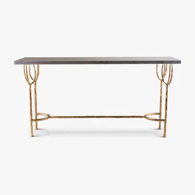 Tobias Oliver Porta Romana I Logan Large Console Table I Gold With Calacatta Primavera