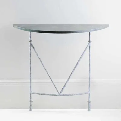 Tobias Oliver Porta Romana | Stanley Demi Lune Console | Blue Verdigris