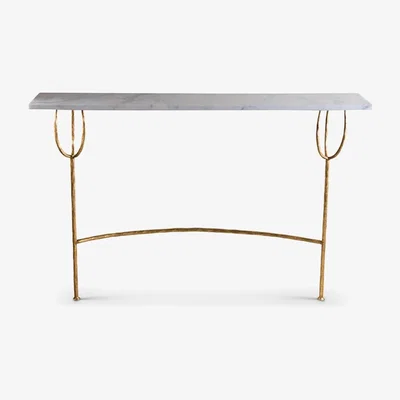 Tobias Oliver Porta Romana I Logan Hall Table I Gold With Calacatta Primavera Top