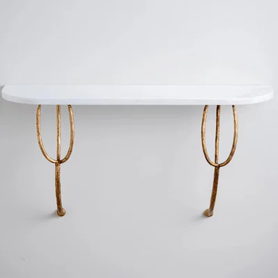 Tobias Oliver Porta Romana | Logan Wall Mount Console Mini | Calacatta Primivera