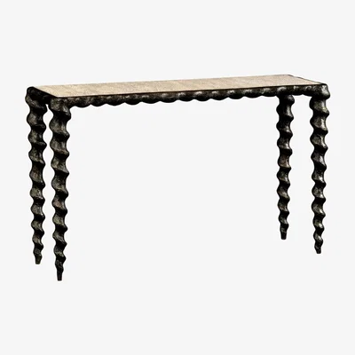 Tobias Oliver William Yeoward | Karinta Console Table Bronzed Finish With White Oyster Top