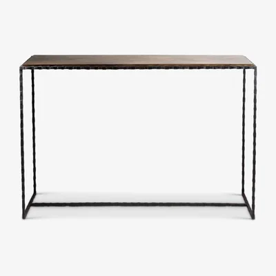 Tobias Oliver Porta Romana I Giacometti Small Slimline Console I  I Steel With French Polished Wood