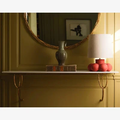 Tobias Oliver Porta Romana I Logan Wall Mount Console | Gold with Calacatta Primavera