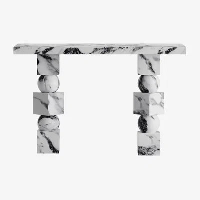 Tobias Oliver Marble Furniture | Stage Console Table | Italian White Arasbescato
