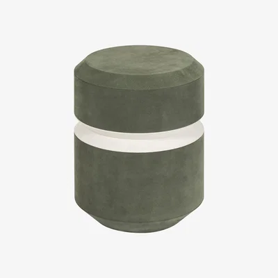 Amara Giobagnara - Yoyo Suede Side Table - Loden Green A02/White A05