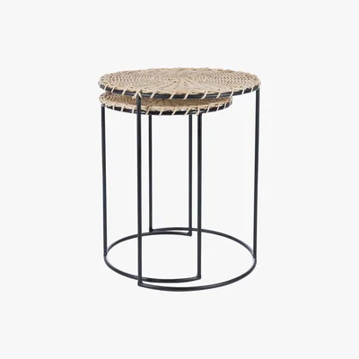 Amara A by AMARA - Wicker Top Side Table - Set of 2