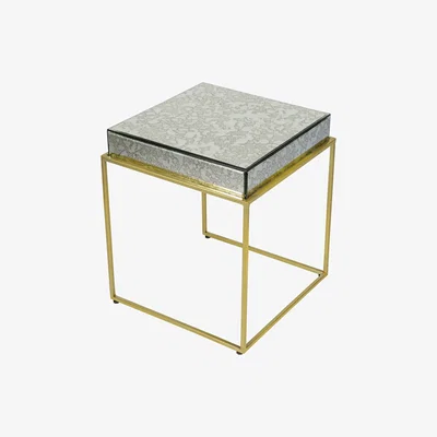 Amara Luxe - Antique Mirror Top Square Side Table
