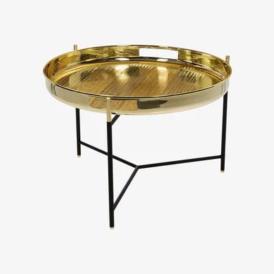 Amara Zanetto - Duo Side Table With Tray - Shiny Brass - 50cm