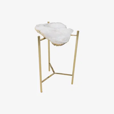 Amara Luxe - Agate Slab Side Table - White