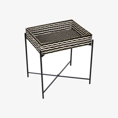 Amara Black and White Woven Side Table