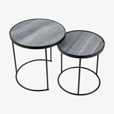 Amara Luxe - Round Table with Marble Top - Set of 2