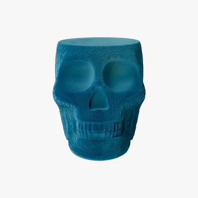 Amara Qeeboo - Mexico Skull Velvet Stool/Side Table - Light Blue